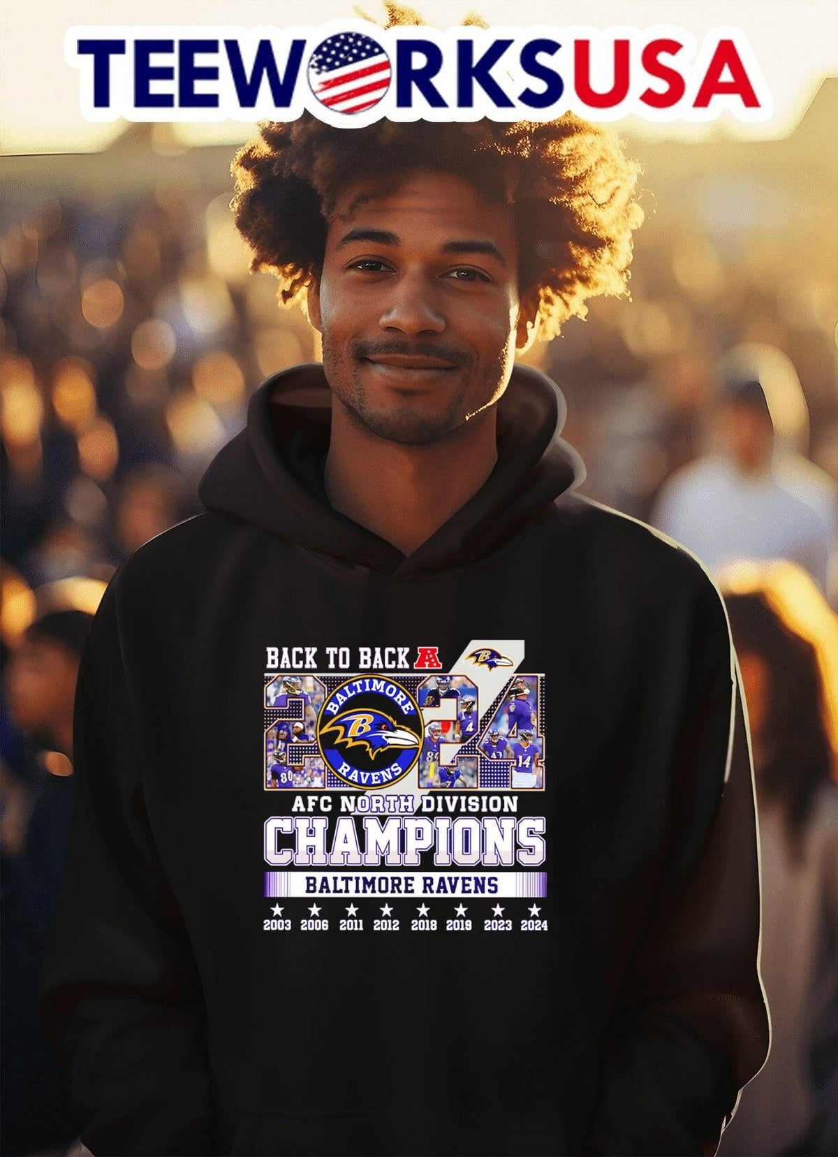 Back to 2024 AFC North Division Champions Baltimore - Adult & Kids T-Shirts, Sweatshirts & Hoodies apparel design preview 2
