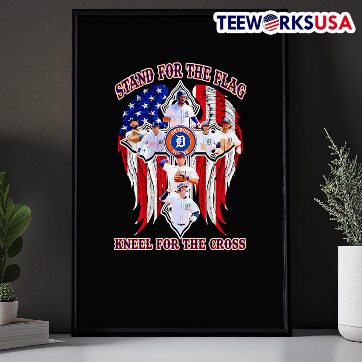 Stand for the flag kneel Cross Detroit Tigers - Adult & Kids T-Shirts, Sweatshirts & Hoodies apparel design preview 5