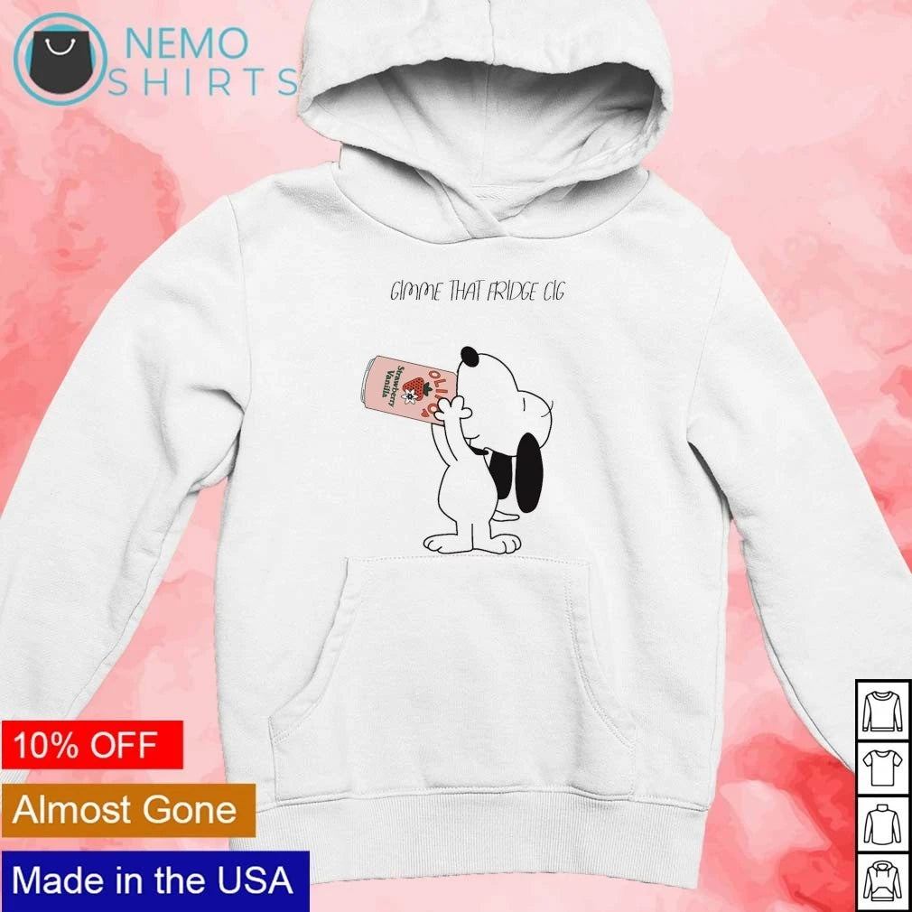 Snoopy Gimme That Fridge Cig Olipop Strawberry - Adult & Kids T-Shirts, Sweatshirts & Hoodies apparel design preview 2
