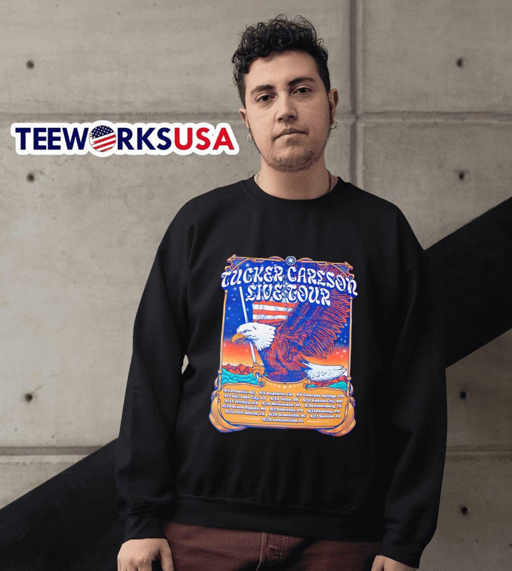 Tucker Carlson Live Tour USA vintage - Adult & Kids T-Shirts, Sweatshirts & Hoodies apparel design preview 3