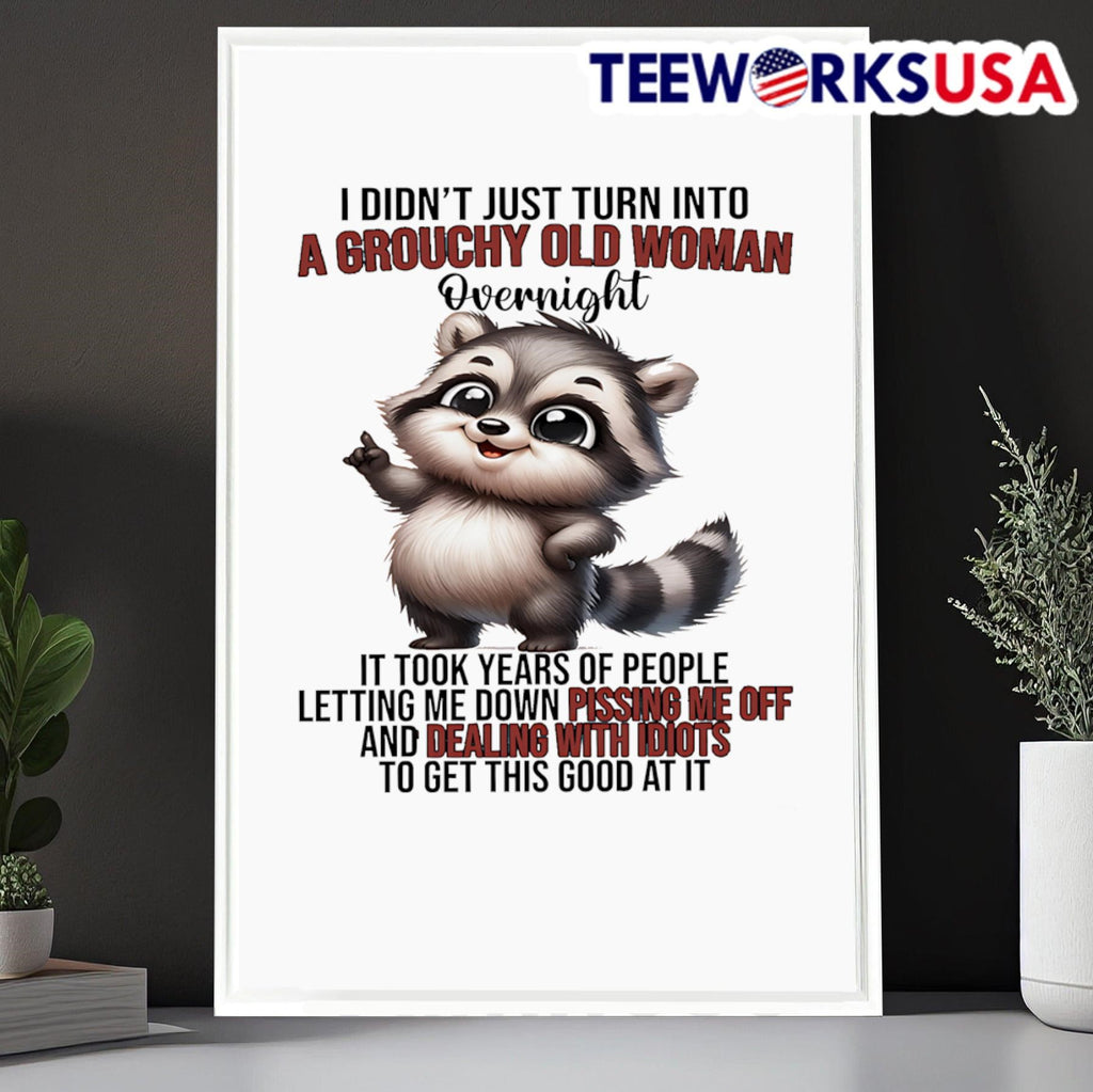 Baby raccoon I didn't just turn into a grouchy old - Adult & Kids T-Shirts, Sweatshirts & Hoodies apparel design preview 6