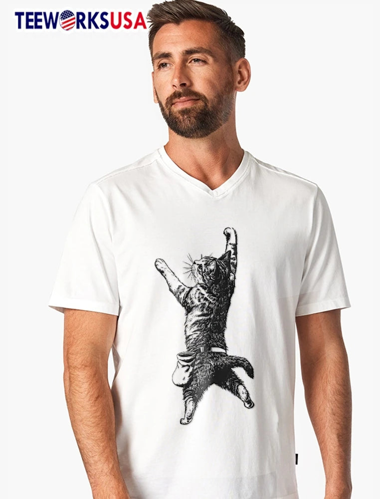 Cat climbing wall with chalk bag - Adult & Kids T-Shirts, Sweatshirts & Hoodies apparel design preview 7