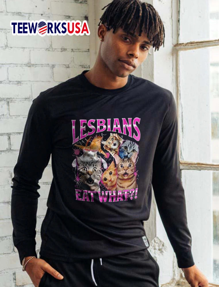Lesbians EAT What multiple cats surprised expressions - Adult & Kids T-Shirts, Sweatshirts & Hoodies apparel design preview 5