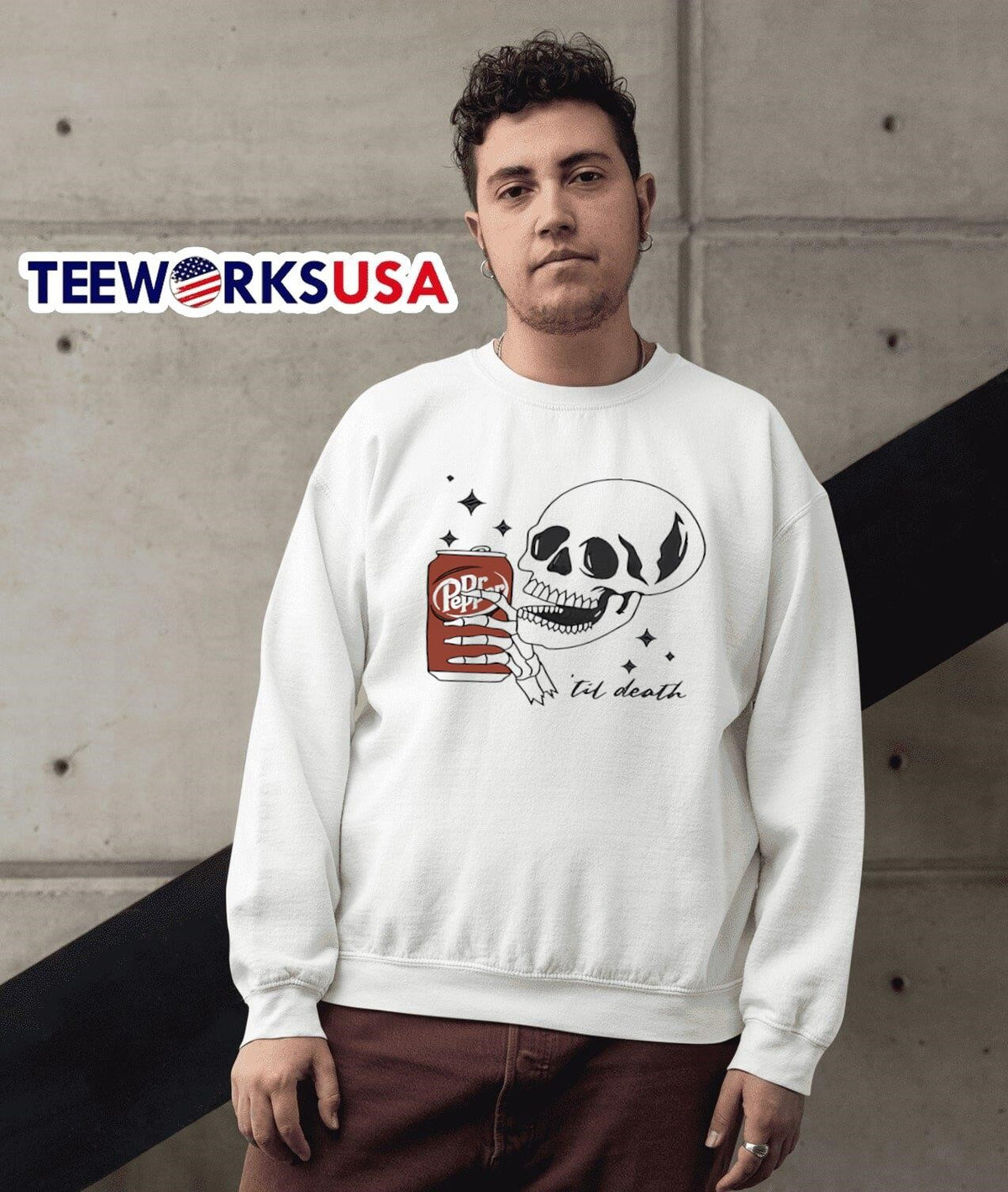 Dr Pepper til death drink skull halloween - Adult & Kids T-Shirts, Sweatshirts & Hoodies apparel design preview 3