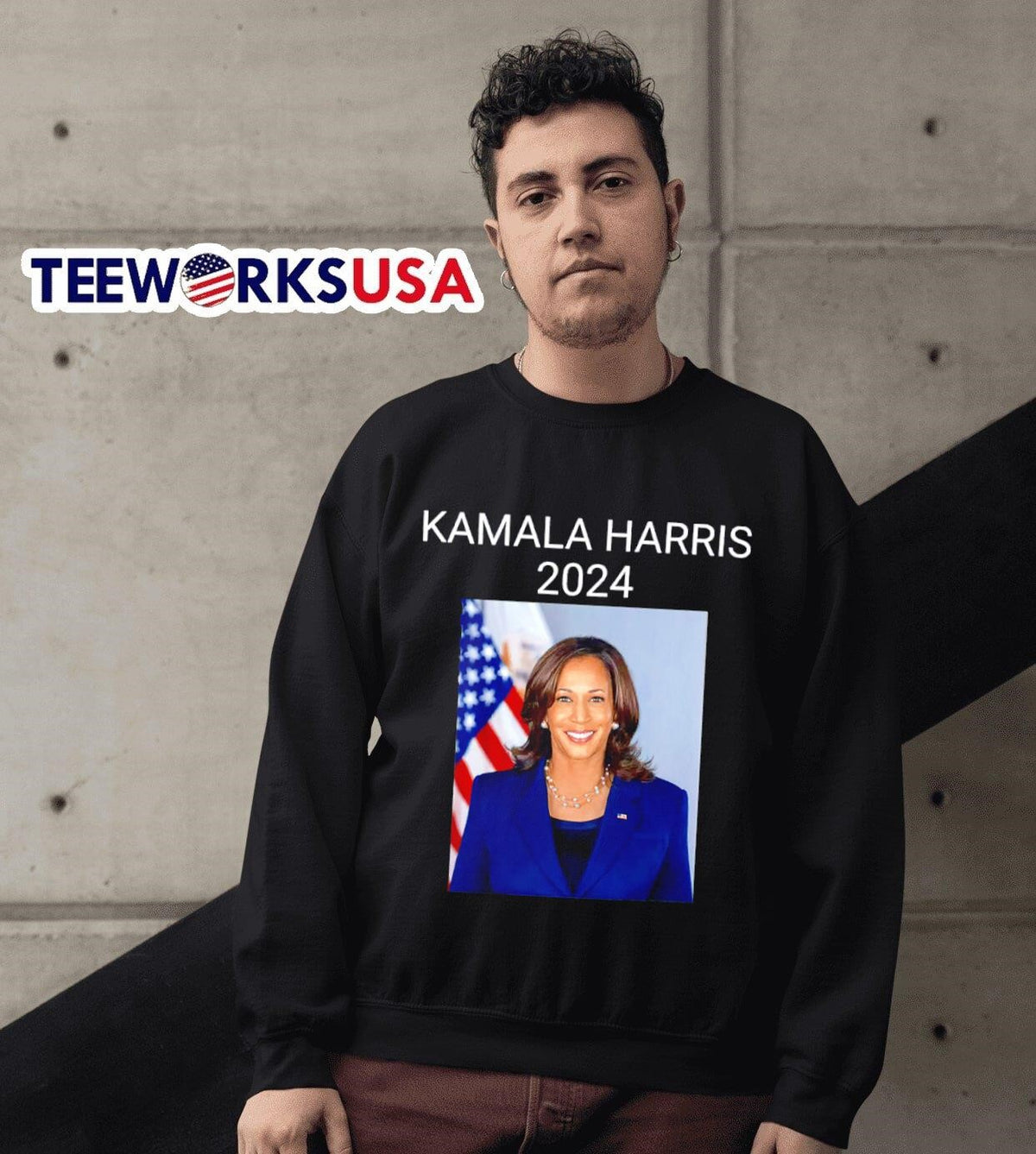 Kamala Harris 2024 photo - Adult & Kids T-Shirts, Sweatshirts & Hoodies apparel design preview 3