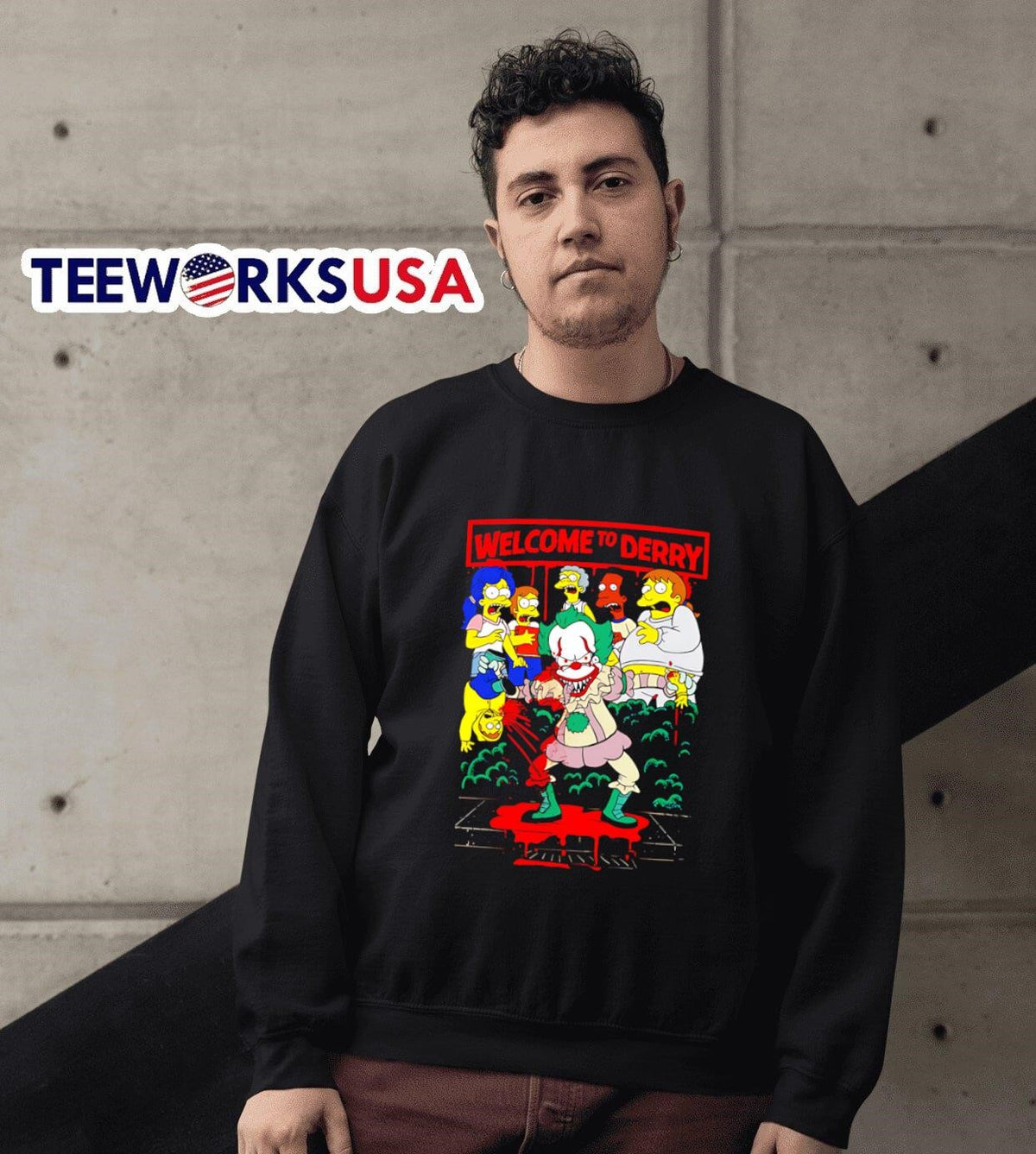 Welcome to Derry Pennywise The Simpsons - Adult & Kids T-Shirts, Sweatshirts & Hoodies apparel design preview 3