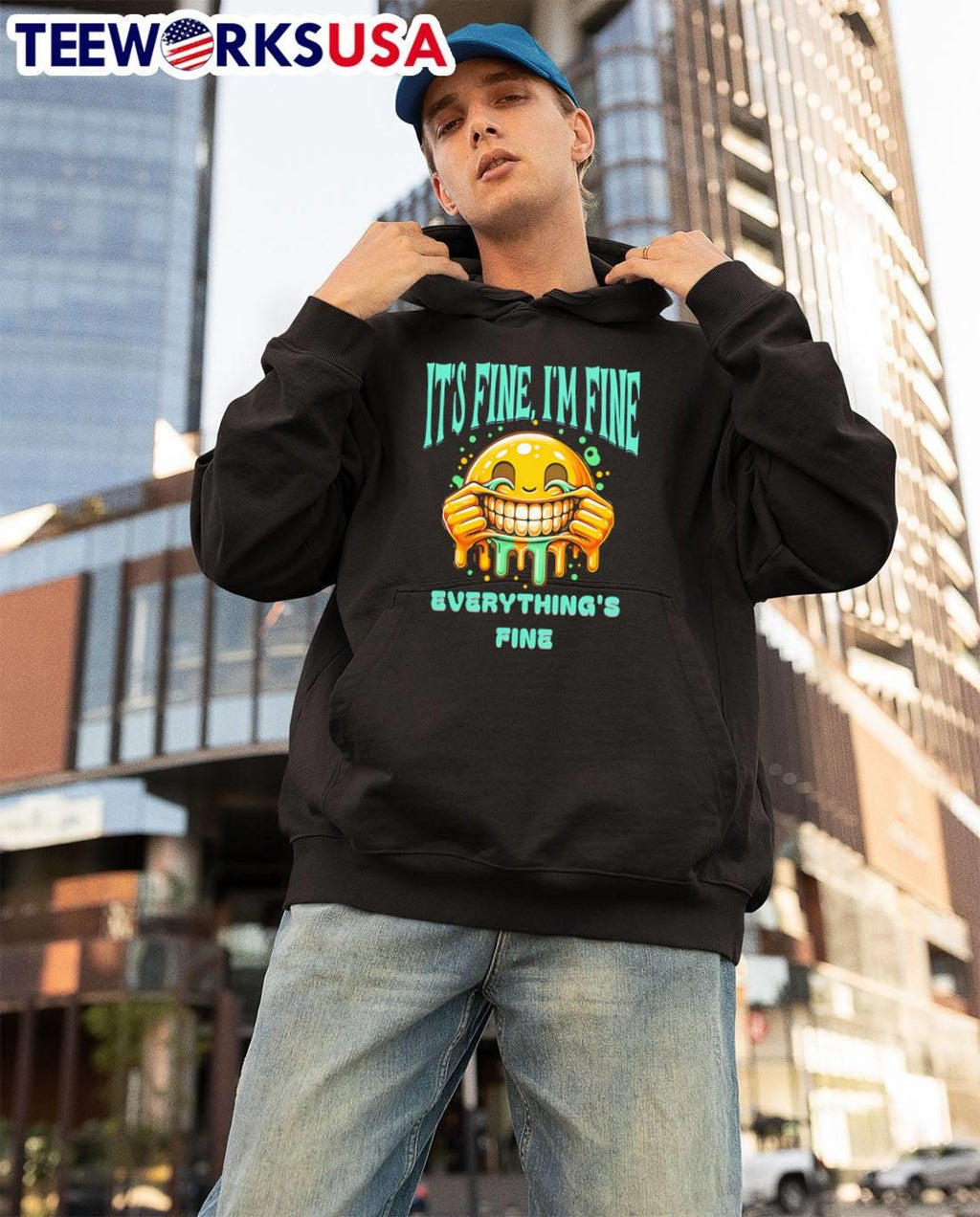 It's Fine I'm Everything's smile - Adult & Kids T-Shirts, Sweatshirts & Hoodies apparel design preview 3