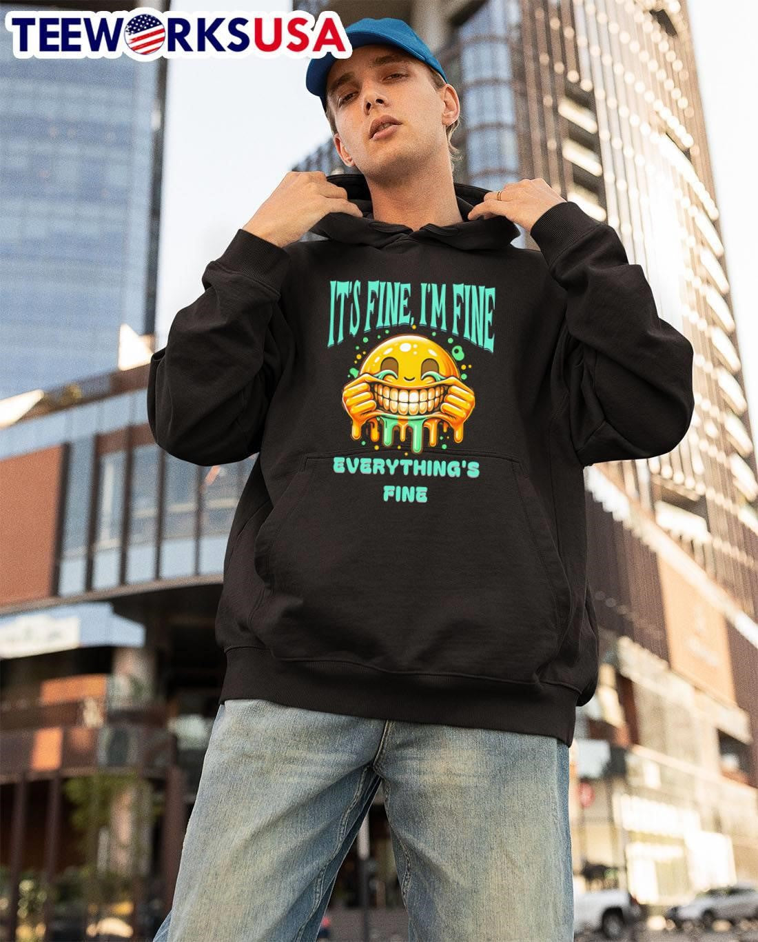 It's Fine I'm Everything's smile - Adult & Kids T-Shirts, Sweatshirts & Hoodies apparel design preview 3