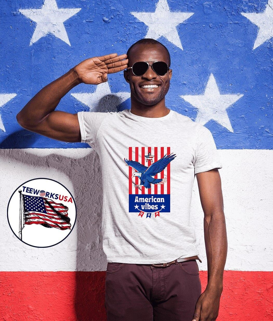 American Vibes USA Red White Blue - Adult & Kids T-Shirts, Sweatshirts & Hoodies apparel design preview 1