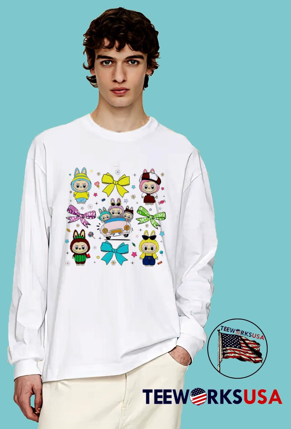 Coquette Bow Cute Labubu The Monster For Kids Girls - Adult & Kids T-Shirts, Sweatshirts & Hoodies apparel design preview 4
