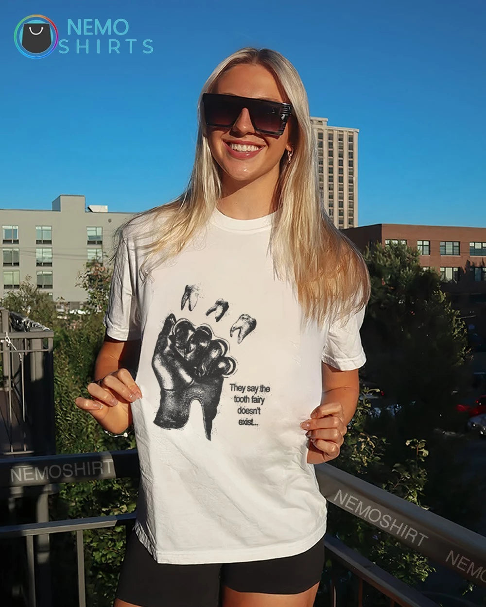 They Say the Tooth Fairy Doesn't Exist Brass Knuckles - Adult & Kids T-Shirts, Sweatshirts & Hoodies apparel design preview 7