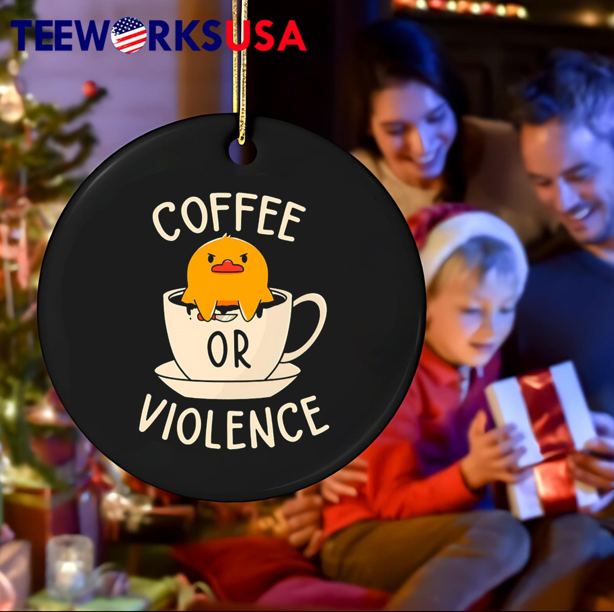Coffee or Violence Duck cartoon - Adult & Kids T-Shirts, Sweatshirts & Hoodies apparel design preview 4