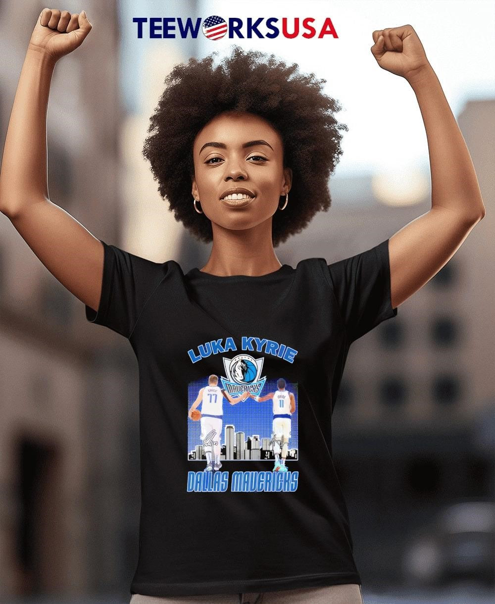 Dallas Mavericks Luka Doncic Kyrie Irving signatures - Adult & Kids T-Shirts, Sweatshirts & Hoodies apparel design preview 4