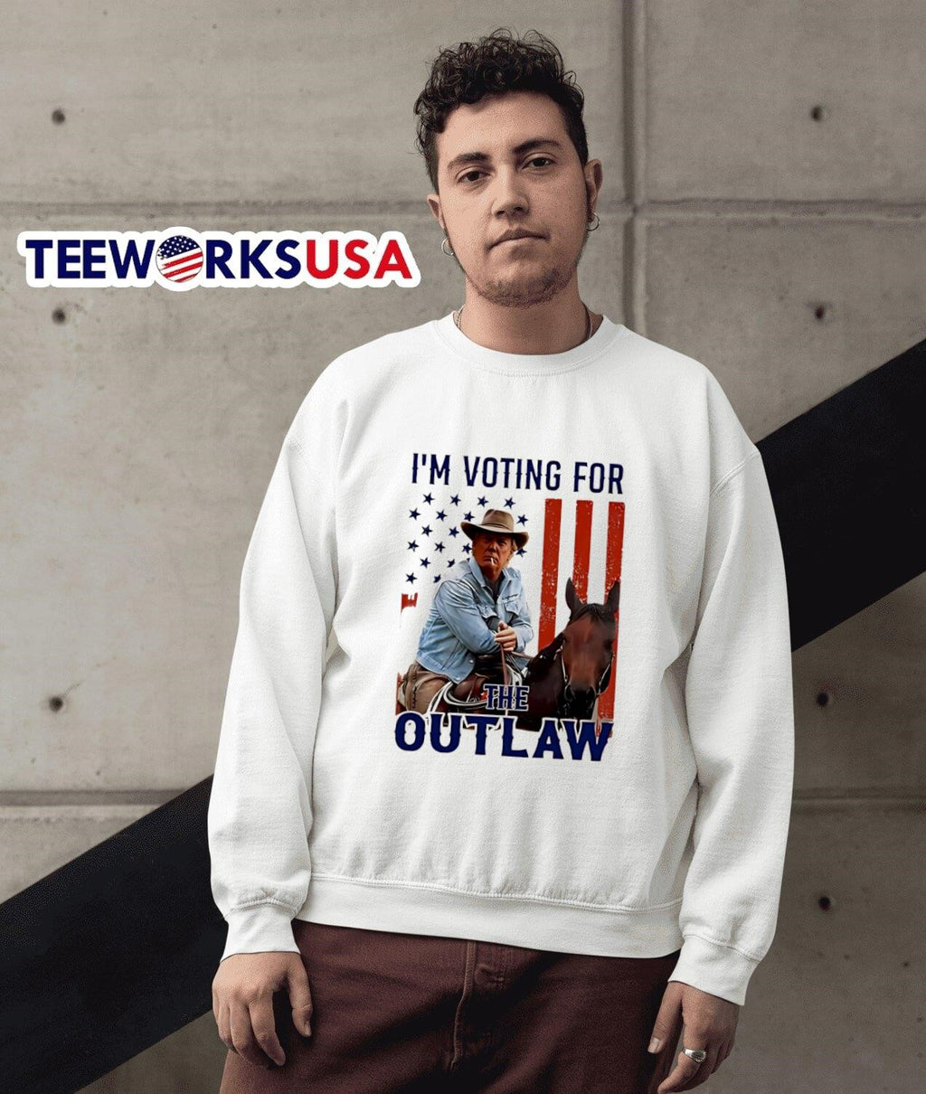 I'm Voting For The Outlaw Trump Cowboy - Adult & Kids T-Shirts, Sweatshirts & Hoodies apparel design preview 3