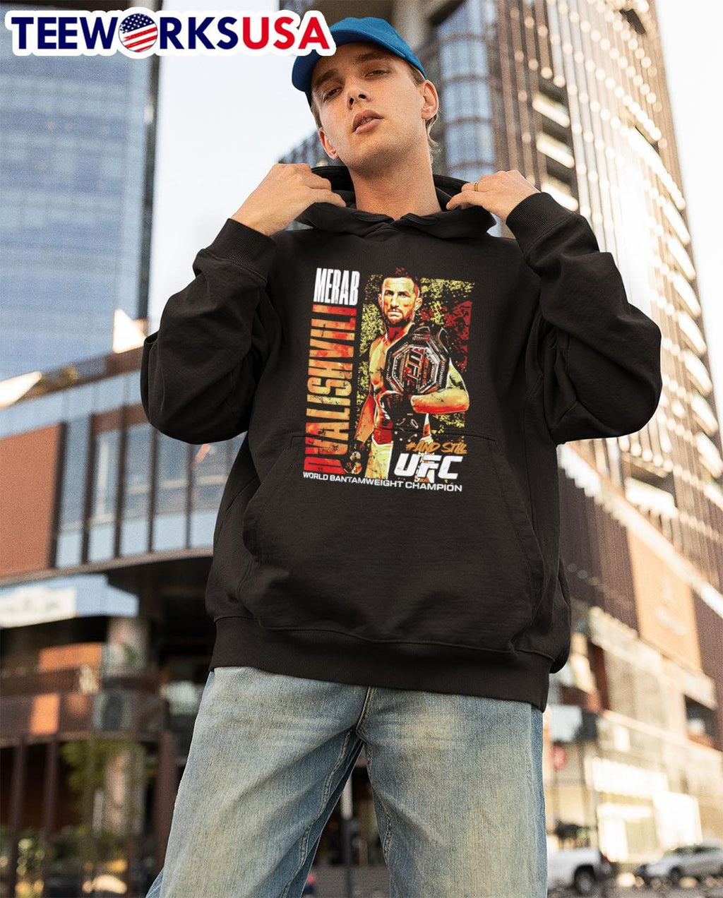 UFC 316 Black Merab Dvalishvili #AndStill World Men's - Adult & Kids T-Shirts, Sweatshirts & Hoodies apparel design preview 3