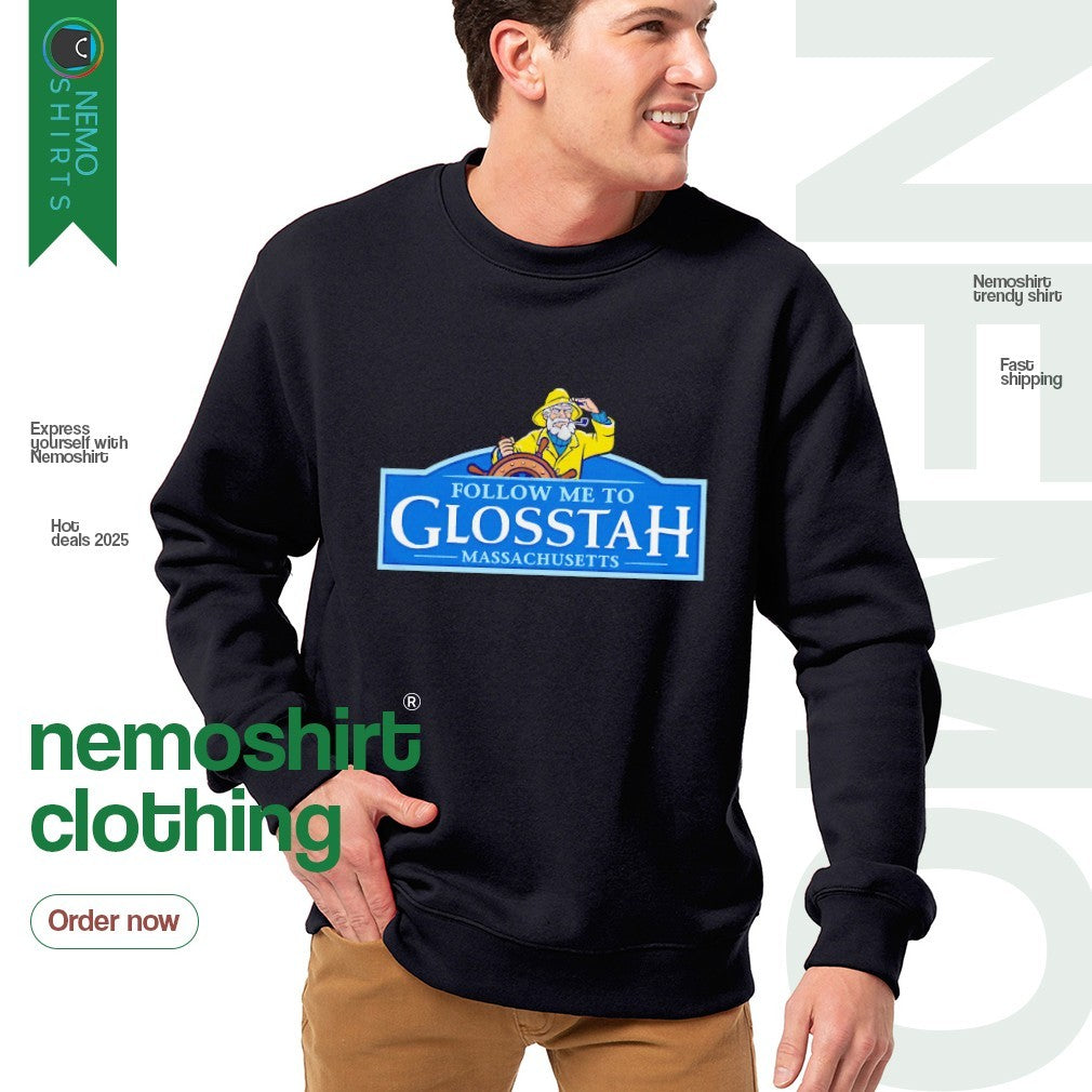 Follow me to Glosstah Massachusetts logo - Adult & Kids T-Shirts, Sweatshirts & Hoodies apparel design preview 4