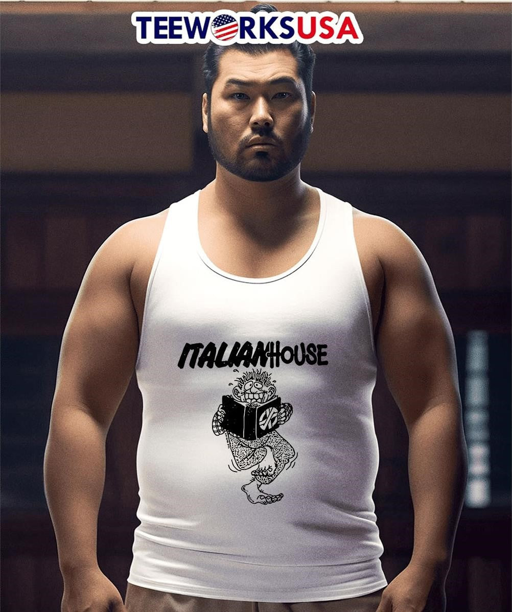 Italian House Cartoon Monster Reading Book Black and - Adult & Kids T-Shirts, Sweatshirts & Hoodies apparel design preview 3