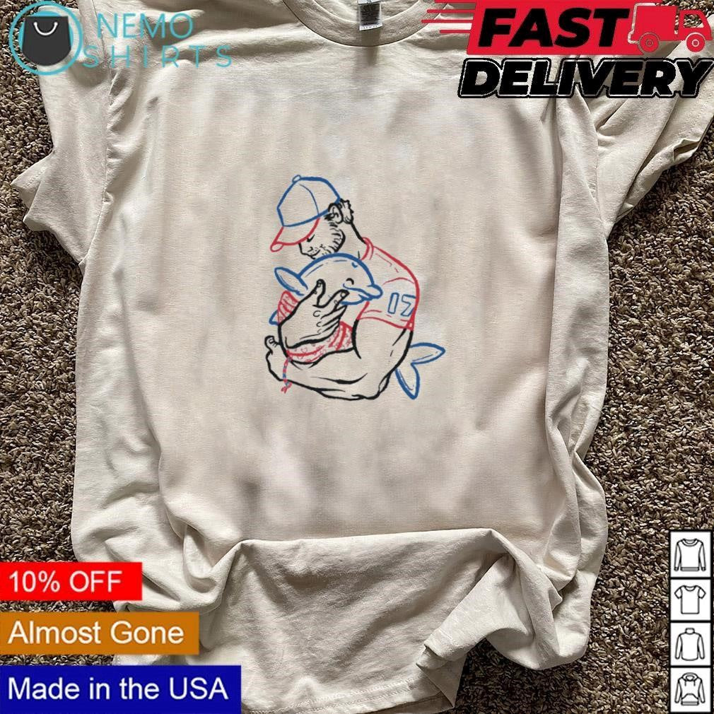 Buffalo Bills Josh Allen hugs dolphin - Adult & Kids T-Shirts, Sweatshirts & Hoodies apparel design preview 3