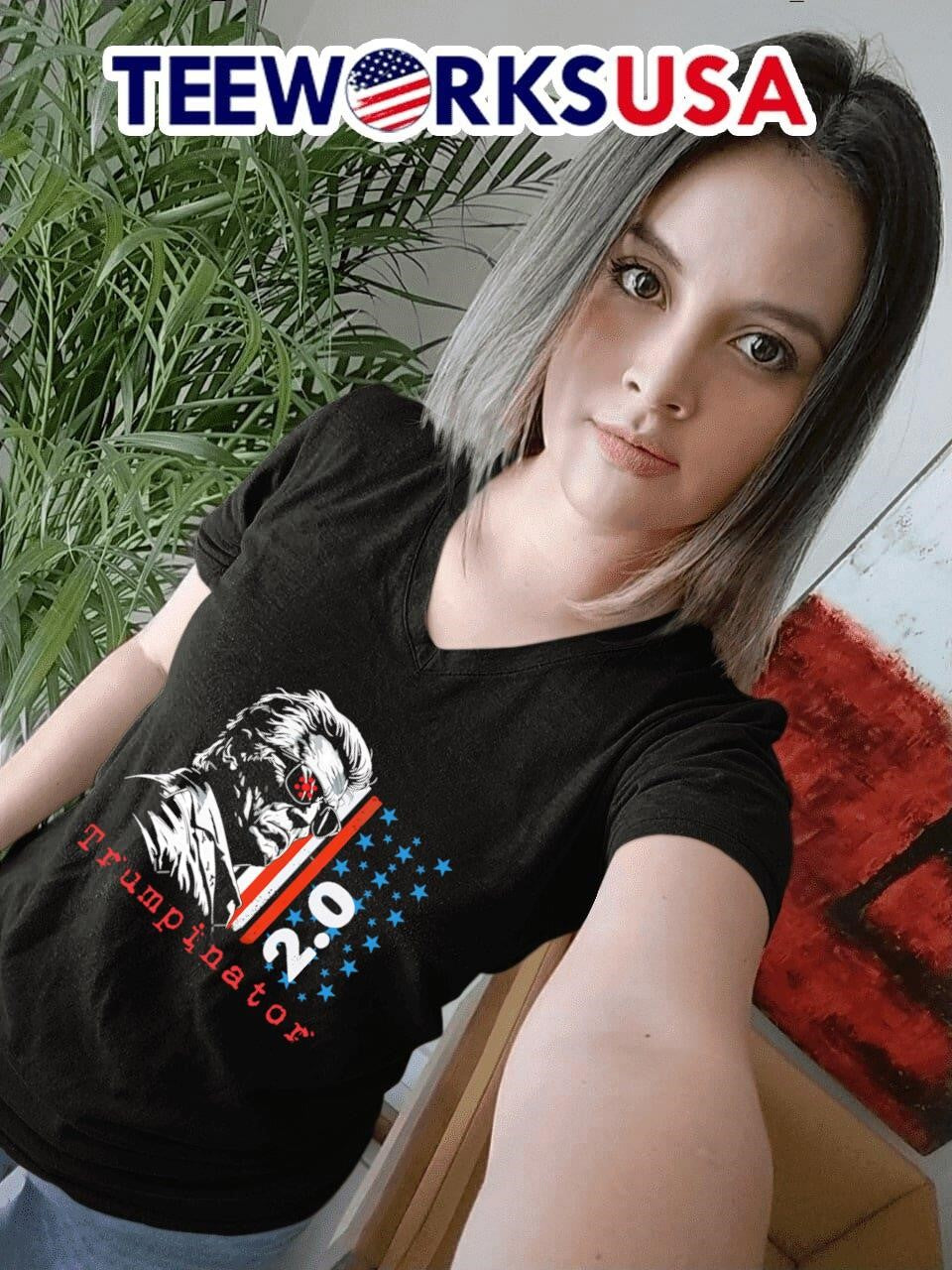 Trumpinator 2.0 American flag - Adult & Kids T-Shirts, Sweatshirts & Hoodies apparel design preview 4