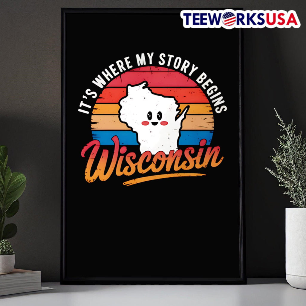 It's where my story begins Wisconsin vintage - Adult & Kids T-Shirts, Sweatshirts & Hoodies apparel design preview 5