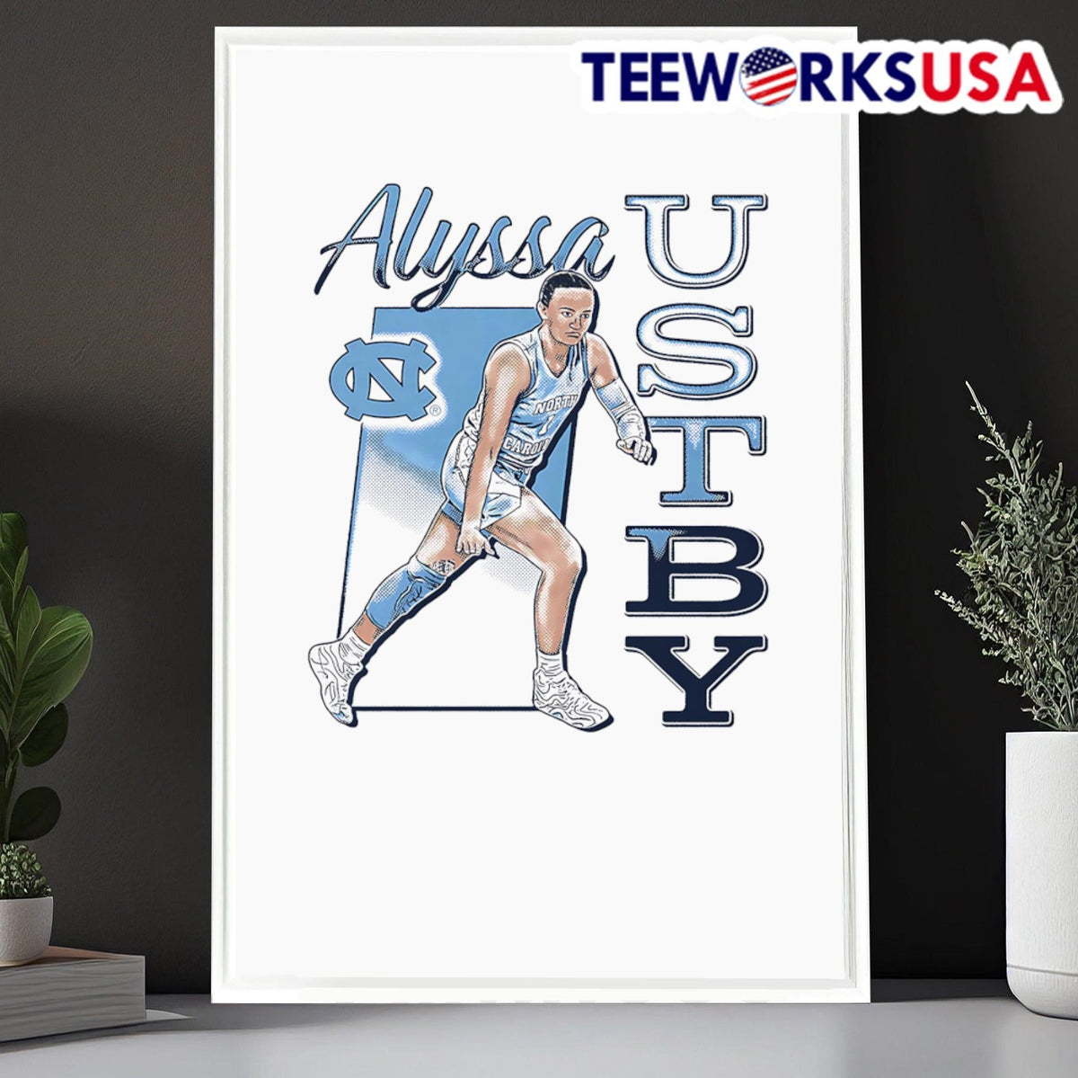 Alyssa Ustby UNC Tar Heels cartoon - Adult & Kids T-Shirts, Sweatshirts & Hoodies apparel design preview 6
