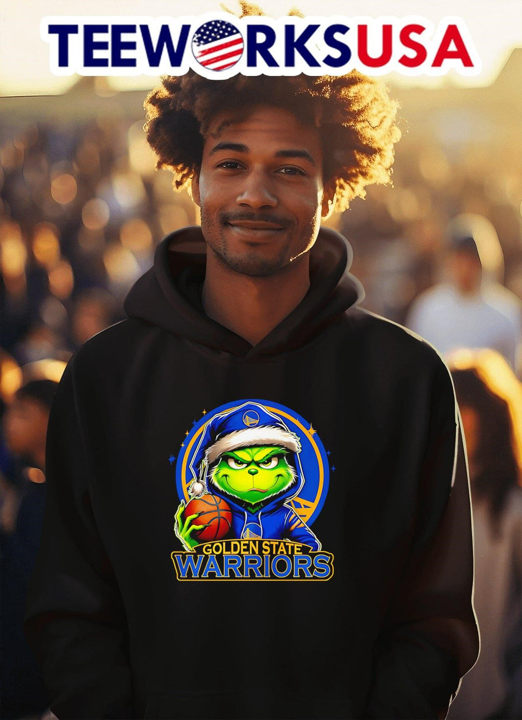 Santa Grinch Golden State Warriors - Adult & Kids T-Shirts, Sweatshirts & Hoodies apparel design preview 2