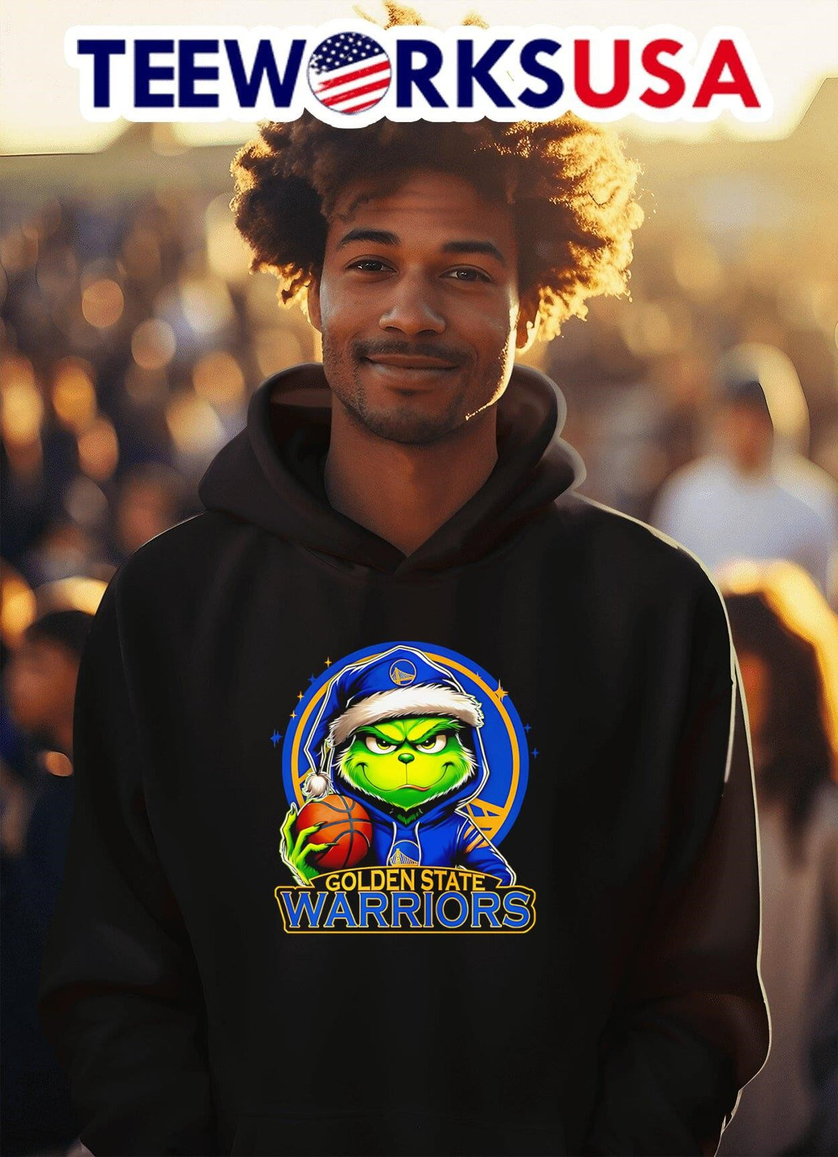 Santa Grinch Golden State Warriors - Adult & Kids T-Shirts, Sweatshirts & Hoodies apparel design preview 2