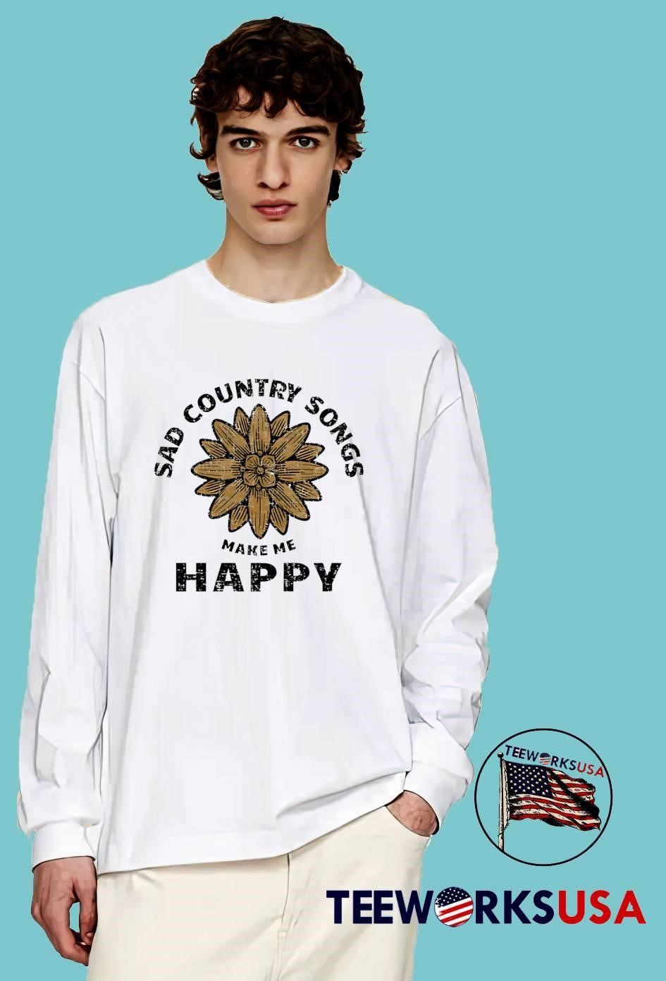 Sad Country Songs Make Me Happy vintage - Adult & Kids T-Shirts, Sweatshirts & Hoodies apparel design preview 4