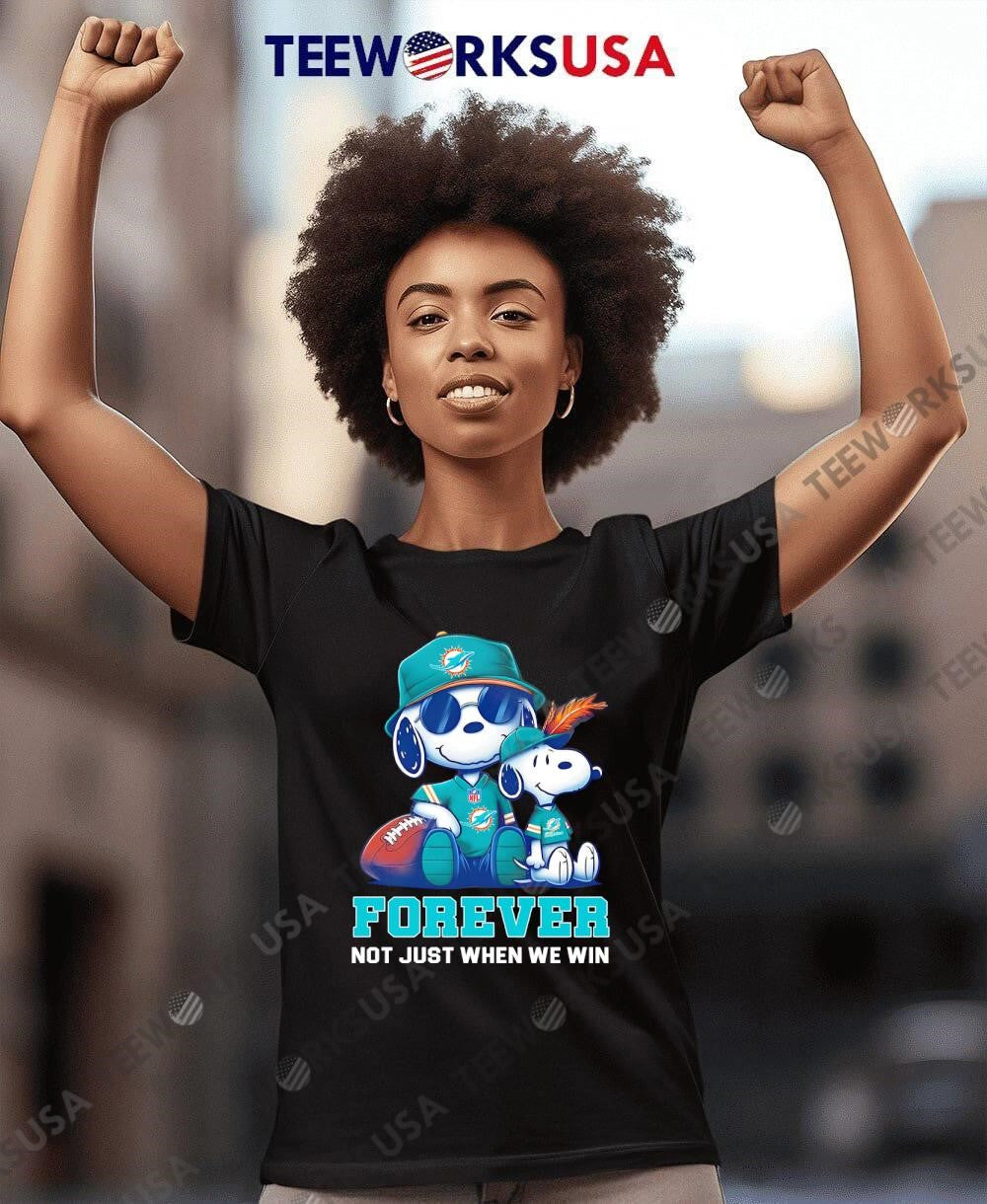 Miami Dolphins Peanuts Snoopy Forever - Adult & Kids T-Shirts, Sweatshirts & Hoodies apparel design preview 8