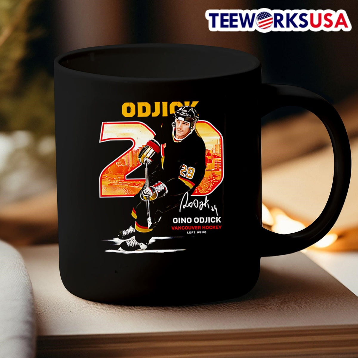 Gino Odjick Vancouver hockey throwback - Adult & Kids T-Shirts, Sweatshirts & Hoodies apparel design preview 3