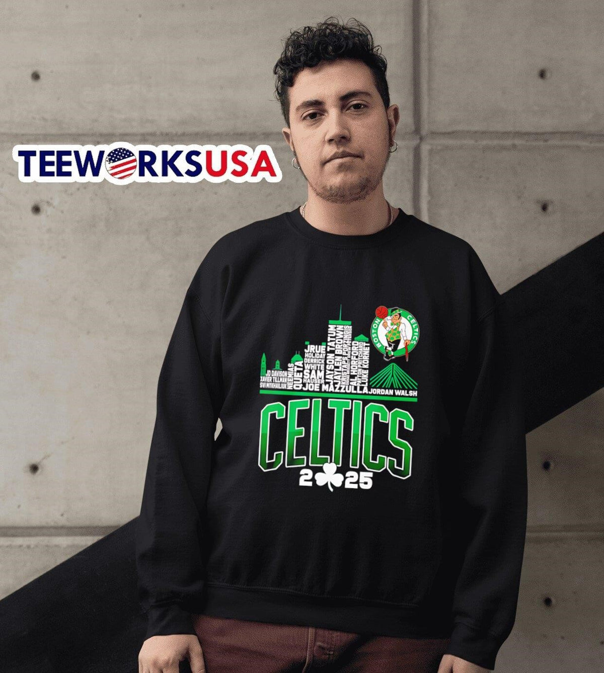 Boston Celtics 2025 skyline name - Adult & Kids T-Shirts, Sweatshirts & Hoodies apparel design preview 6