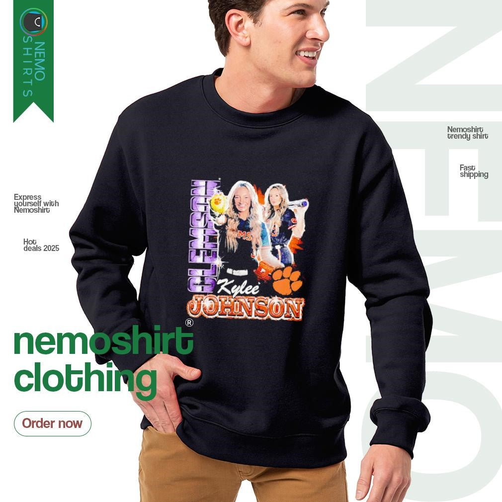 Kylee Johnson Clemson Tigers player collage 90s retro - Adult & Kids T-Shirts, Sweatshirts & Hoodies apparel design preview 4