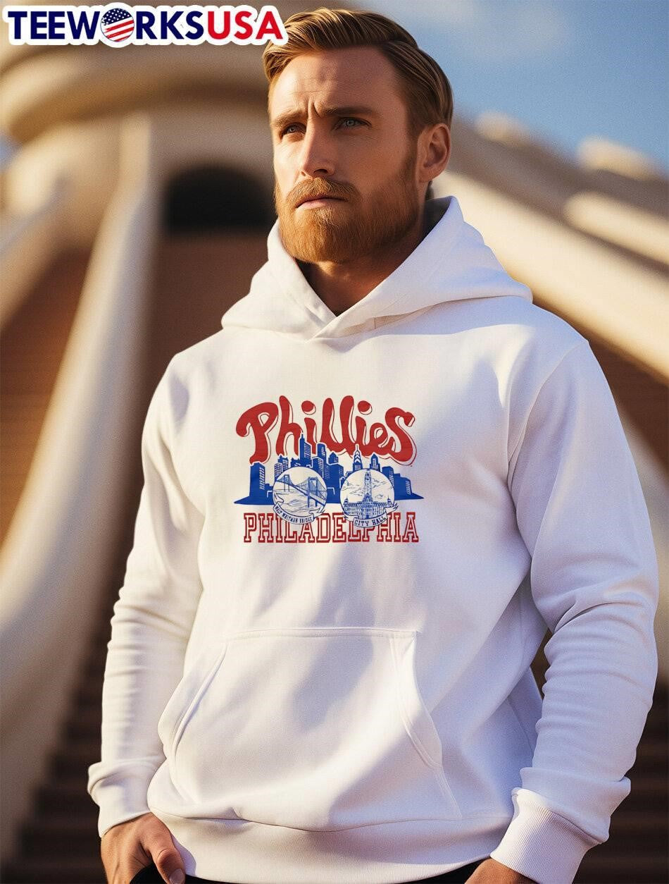 Phillies Philadelphia Walt Whitman Bridge City Hall - Adult & Kids T-Shirts, Sweatshirts & Hoodies apparel design preview 2
