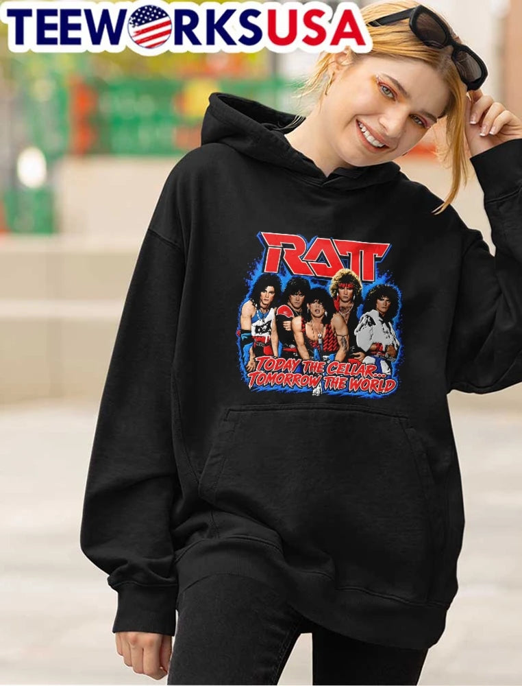 Ratt Today The Cellar Tomorrow World Band Photo Blue - Adult & Kids T-Shirts, Sweatshirts & Hoodies apparel design preview 4