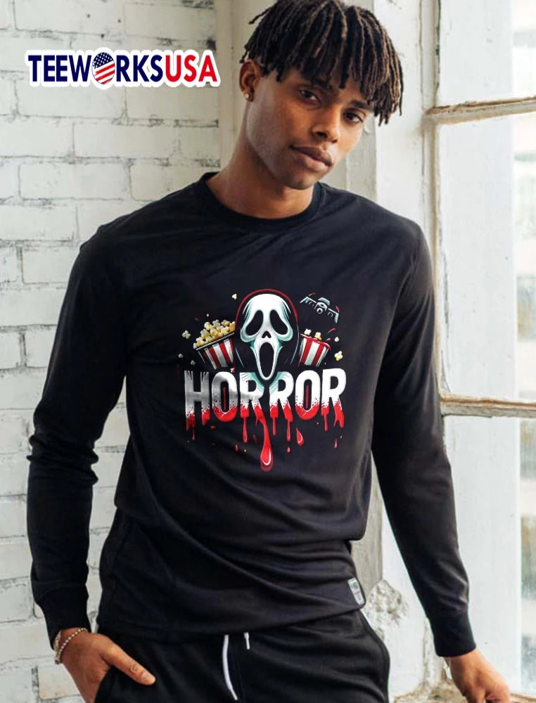 Horror Cartoon Ghostface Mask Popcorn Boxes Dripping - Adult & Kids T-Shirts, Sweatshirts & Hoodies apparel design preview 5