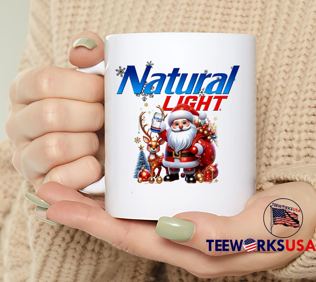 Natural Light beer Santa Claus cartoon christmas - Adult & Kids T-Shirts, Sweatshirts & Hoodies apparel design preview 6