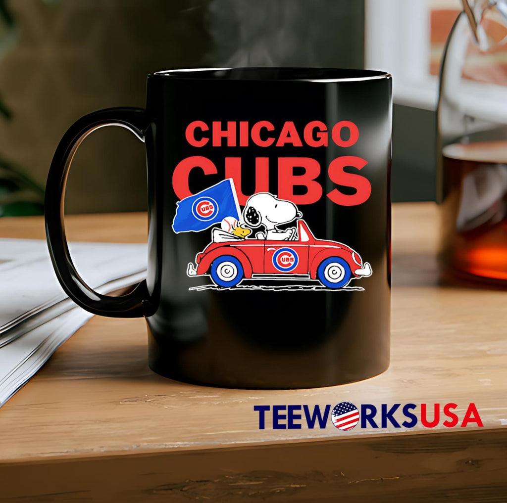 Chicago Cubs Snoopy go by car - Adult & Kids T-Shirts, Sweatshirts & Hoodies apparel design preview 2