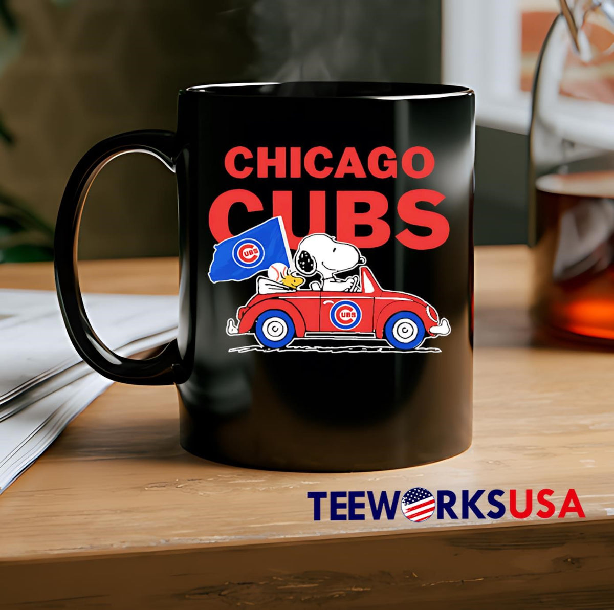 Chicago Cubs Snoopy go by car - Adult & Kids T-Shirts, Sweatshirts & Hoodies apparel design preview 2