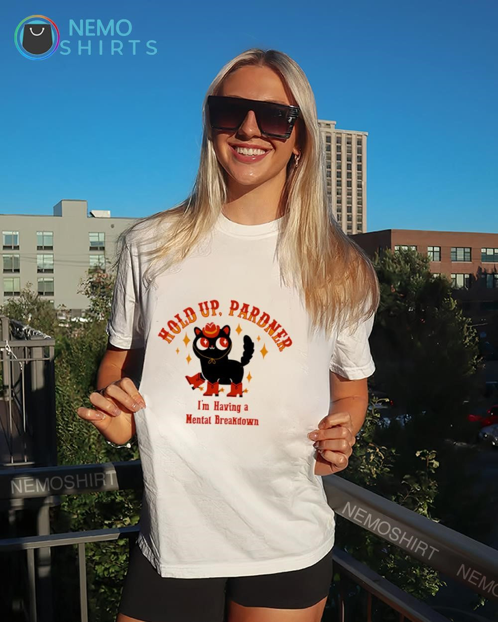 Demon Cat hold up pardner I'm having a mental - Adult & Kids T-Shirts, Sweatshirts & Hoodies apparel design preview 4