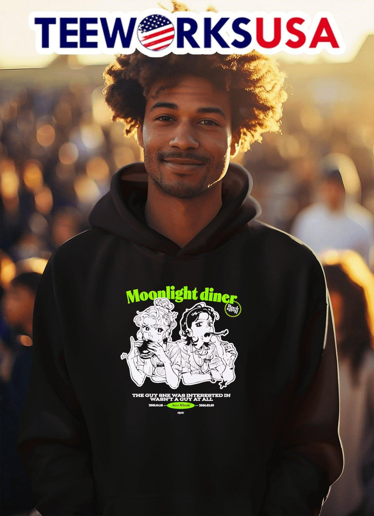 Moonlight diner the guy she was interested - Adult & Kids T-Shirts, Sweatshirts & Hoodies apparel design preview 2