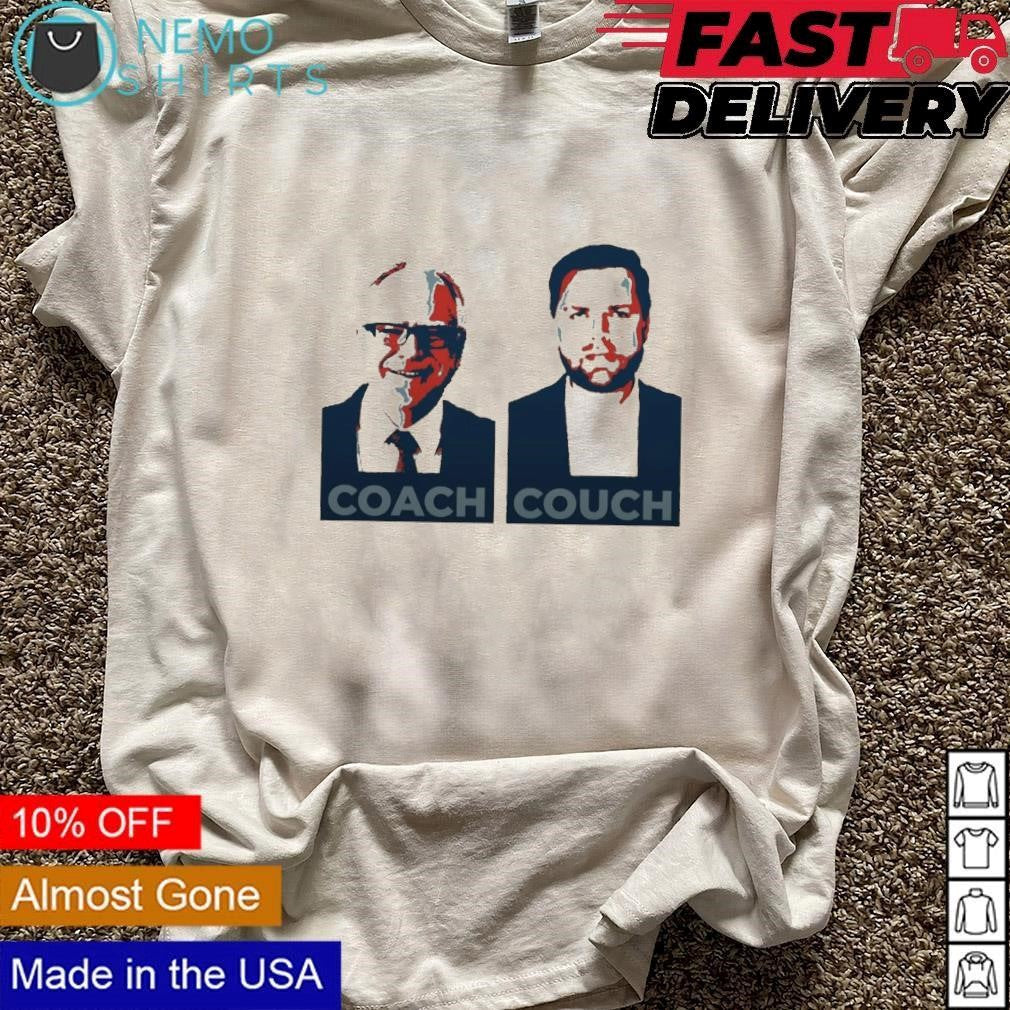 Coach Tim Walz couch JD Vance - Adult & Kids T-Shirts, Sweatshirts & Hoodies apparel design preview 3