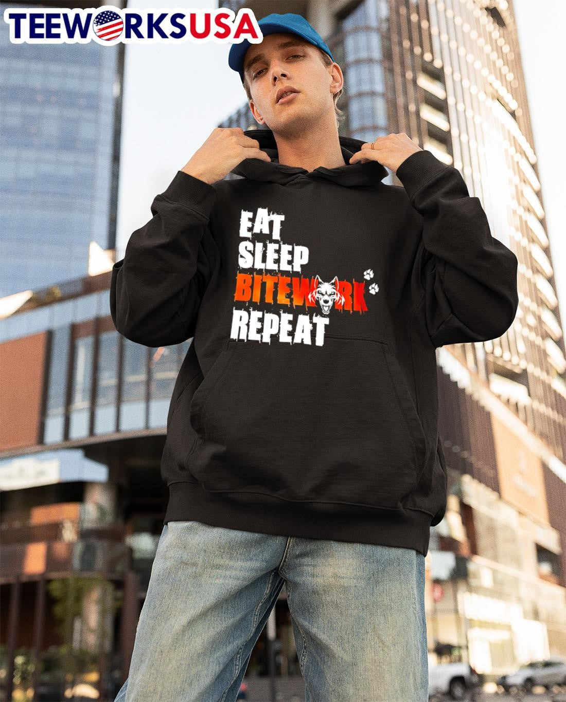 Eat Sleep Bitework Repeat wolf - Adult & Kids T-Shirts, Sweatshirts & Hoodies apparel design preview 3