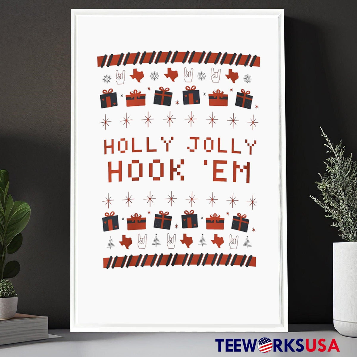 Texas Longhorns holly jolly hook 'em ugly Christmas - Adult & Kids T-Shirts, Sweatshirts & Hoodies apparel design preview 6