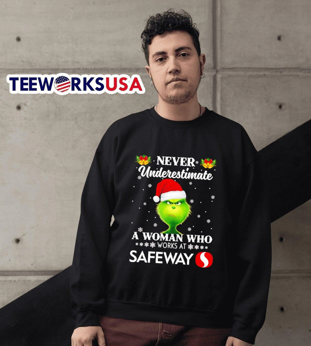 Grinch never underestimate a woman who works at - Adult & Kids T-Shirts, Sweatshirts & Hoodies apparel design preview 3