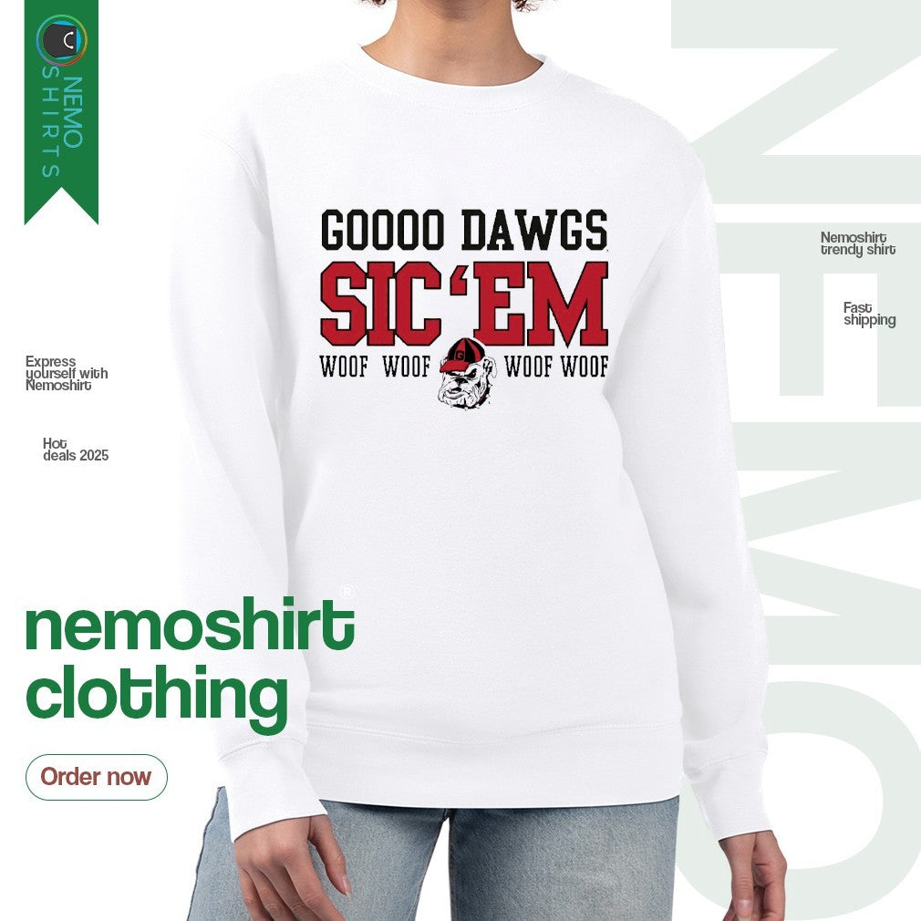 Gooo dawgs sic 'em woof Georgia Bulldogs - Adult & Kids T-Shirts, Sweatshirts & Hoodies apparel design preview 4