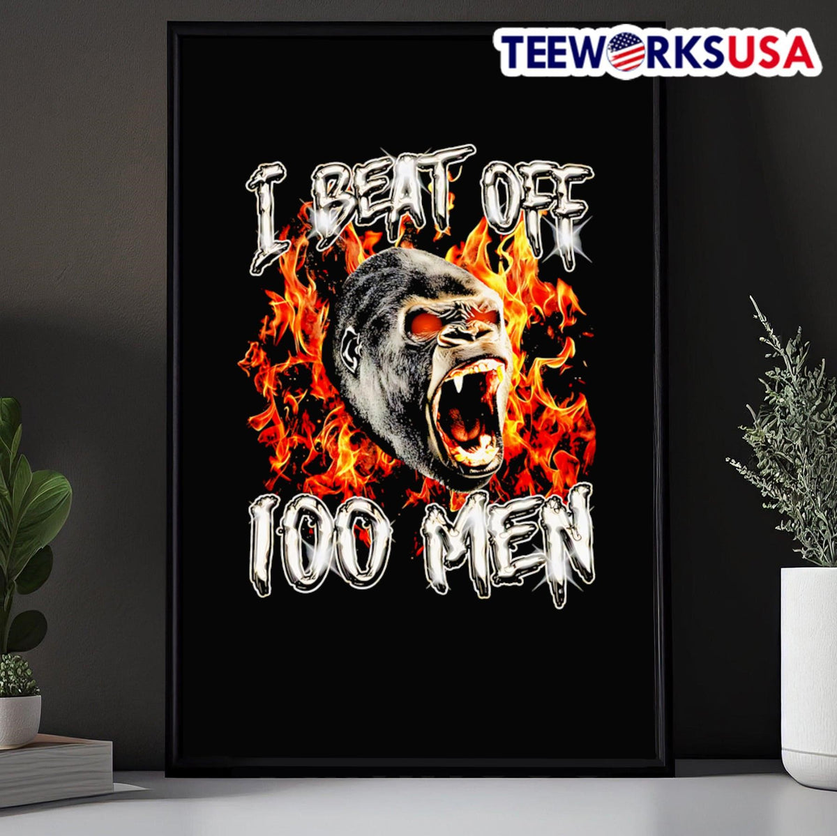 Gorilla I beat off 100 men - Adult & Kids T-Shirts, Sweatshirts & Hoodies apparel design preview 5