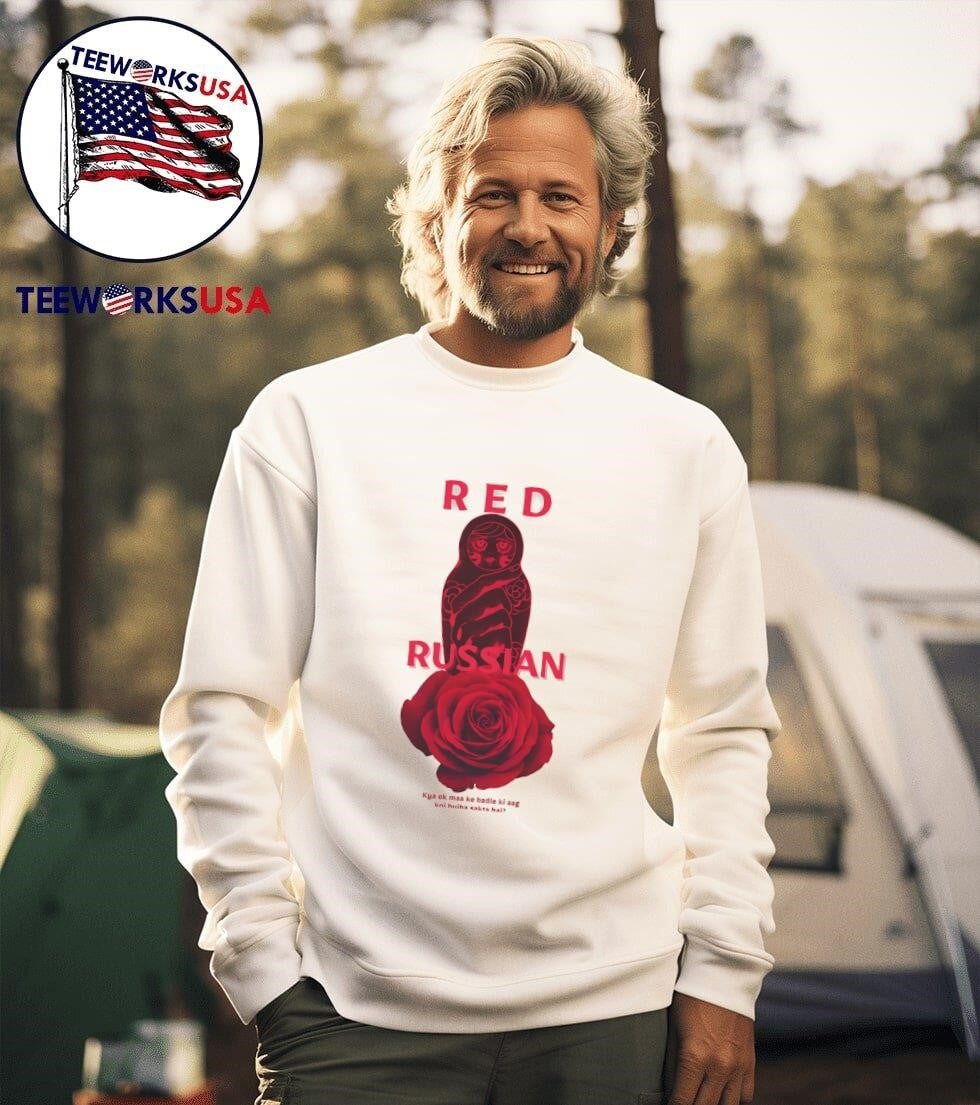 Red Russian doll rose - Adult & Kids T-Shirts, Sweatshirts & Hoodies apparel design preview 3