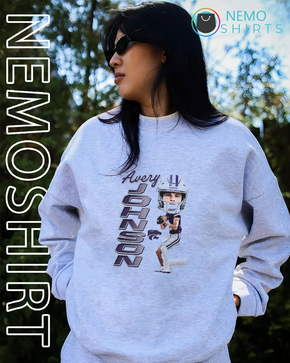 Avery Johnson Kansas State Wildcats football player - Adult & Kids T-Shirts, Sweatshirts & Hoodies apparel design preview 4