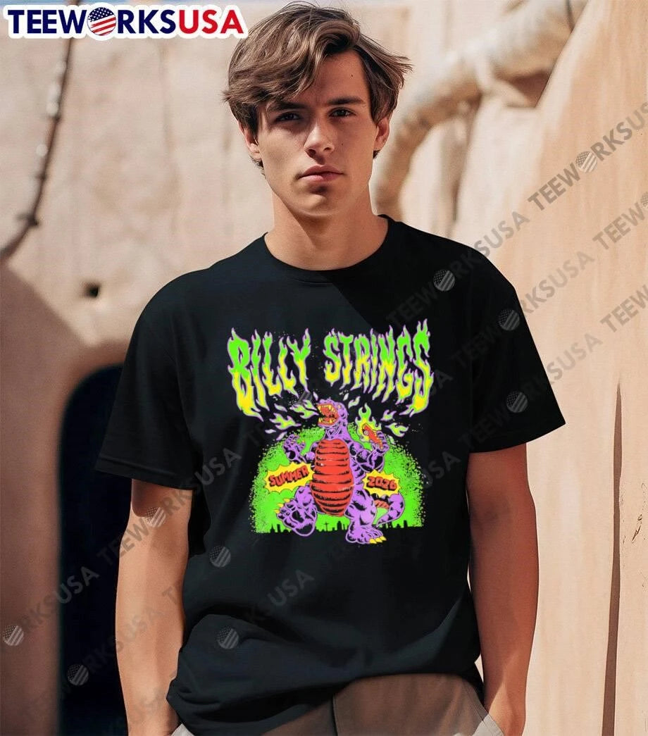 Billy Strings Summer 2026 Godzilla Fire Breathing - Adult & Kids T-Shirts, Sweatshirts & Hoodies apparel design preview 1