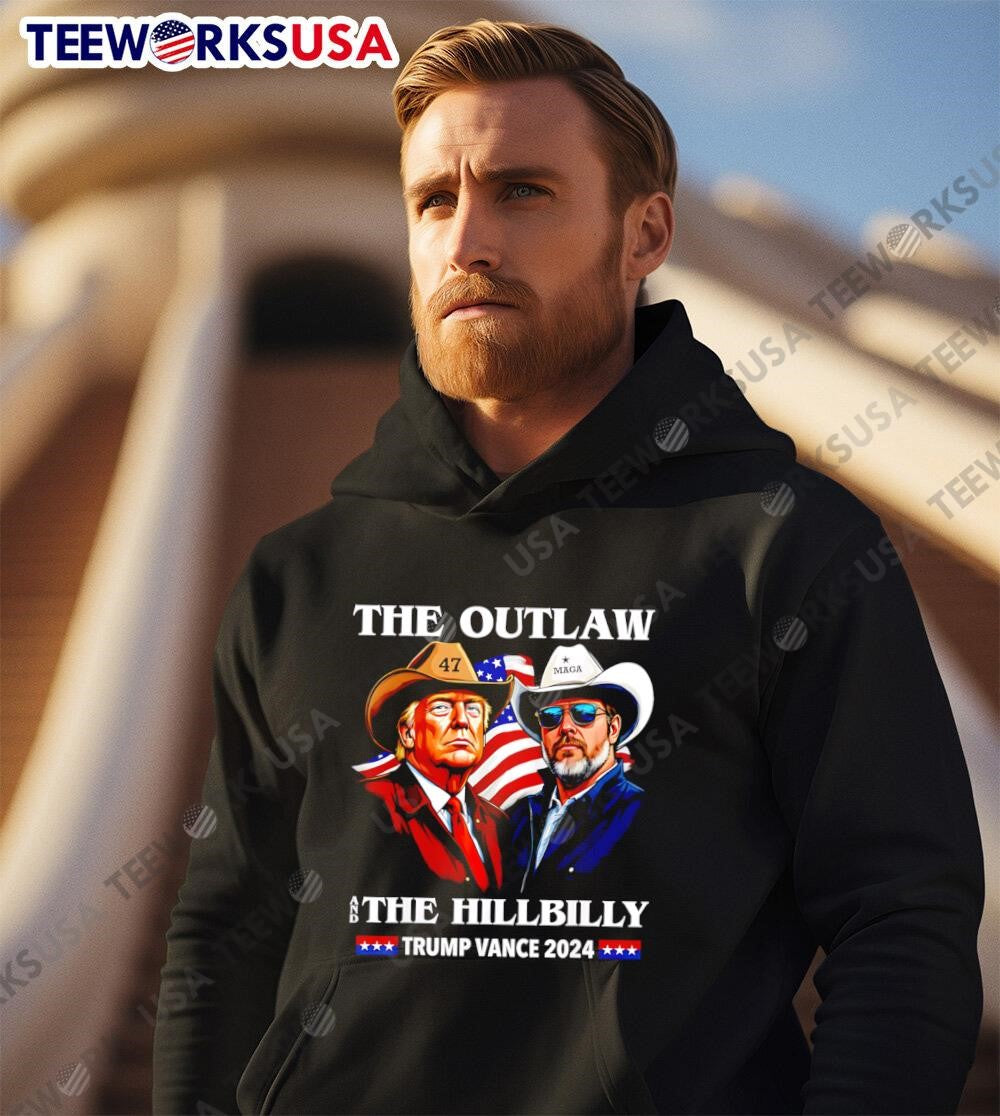 The Outlaw and Hillbilly Trump Vance 2024 47 mag - Adult & Kids T-Shirts, Sweatshirts & Hoodies apparel design preview 3